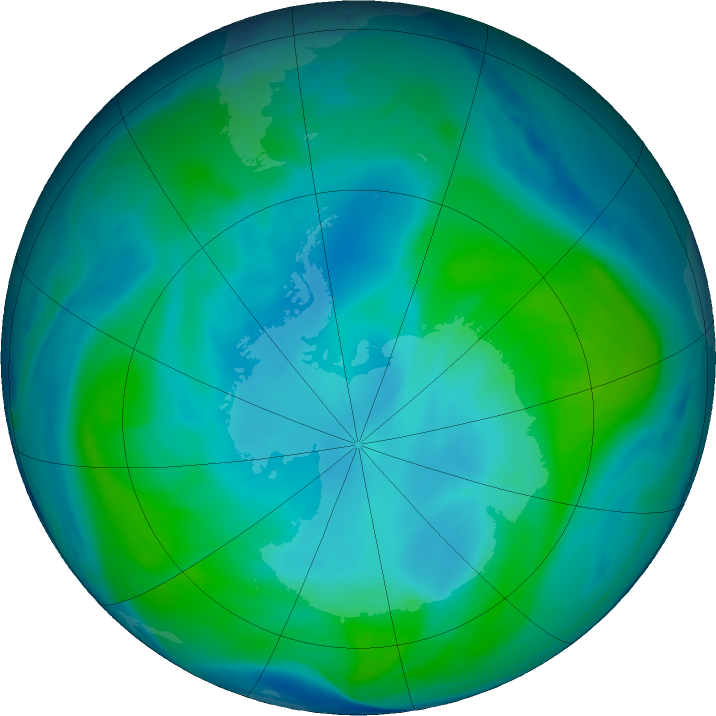 Antarctic ozone map for 08 February 2017